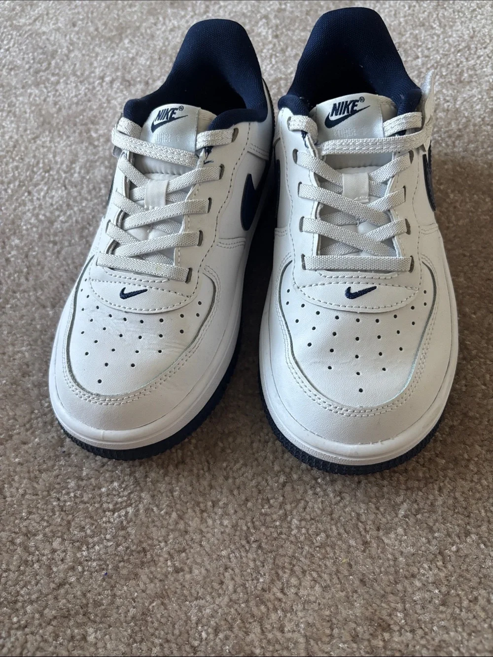 Nike White and Navy Low-Top Casual Sneakers